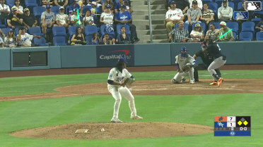 Cesar Quintas out on a sacrifice fly to center fielder Jaron Elkins. Estevan Moreno scores.