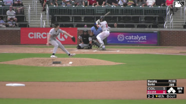 Jacob Burke homers (1) on a line drive to left field.