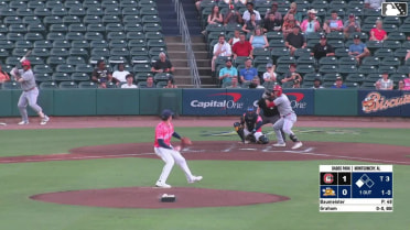 Carter Graham doubles (7) on a fly ball to right fielder Connor Hujsak. Carlos Sanchez scores.