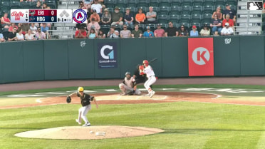 Cayden Wallace homers (17) on a line drive to left field.