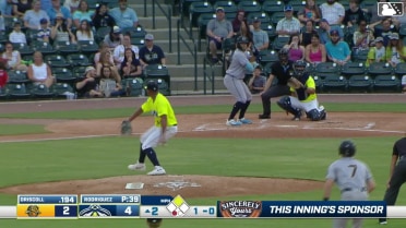 Logan Driscoll lines into a double play, right fielder Roni Cabrera to third baseman Stone Russell. Daniel Pierce out at 3rd.
