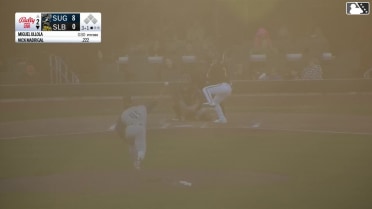 Nick Madrigal triples (1) on a fly ball to center fielder Kellen Strahm.