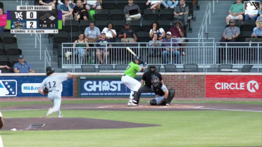 Maxton Martin homers (1) on a line drive to right field. Paxton Kling scores.