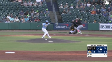Darrien Miller out on a sacrifice fly to left fielder Kamren James. Damon Keith scores.