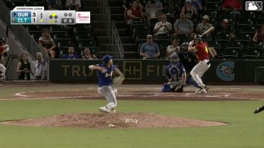 Dru Baker singles on a line drive to center fielder Homer Bush Jr. Andy Weber scores.