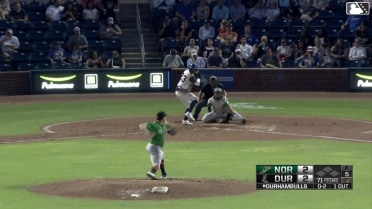 Victor Mesa Jr. triples (1) on a sharp line drive to right fielder Ryan Noda.