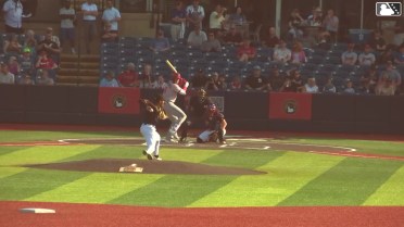 Brock Vradenburg doubles (2) on a sharp line drive to center fielder Eric Hartman. Devin Saltiban scores. Luke Davis scores.
