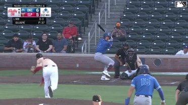 Hyeseong Kim doubles (12) on a line drive to right fielder Carlos Rodríguez. Matt Gorski scores.