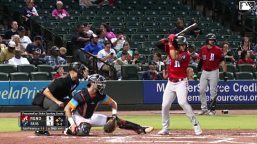 Santiago Espinal singles on a ground ball to right fielder Zach Dezenzo. Gavin Conticello scores.
