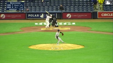 Tsung-Che Cheng triples (1) on a line drive to right fielder George Valera.