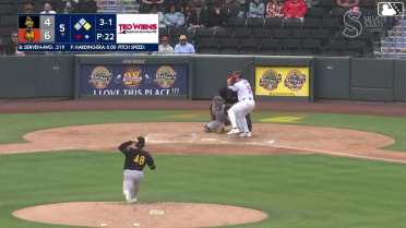 Brian Serven doubles (8) on a line drive to left fielder Nelson Rada. Michael Stefanic scores.