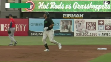 Omar Alfonzo breaks his bat during a solo homer