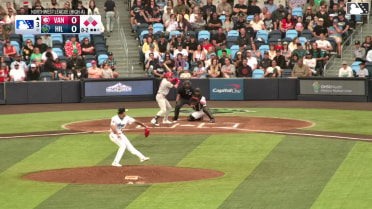 Jake Casey singles on a line drive to center fielder Slade Caldwell. J.R. Freethy scores. Ryan Sprock to 2nd.