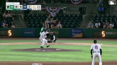 Juan Mateo homers (1) on a fly ball to right center field. Cody Miller scores.