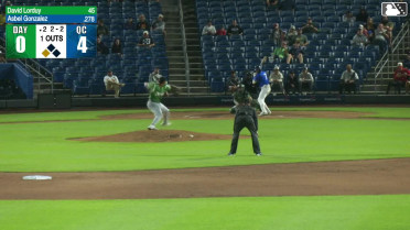Asbel Gonzalez doubles (6) on a line drive to left fielder Jacob Friend. Angel Acosta scores.