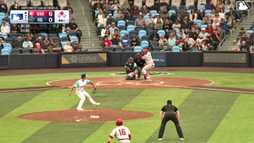 Manuel Beltre doubles (11) on a ground ball to left fielder Avery Owusu-Asiedu. Mathieu Vallee scores.