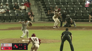 Carlos Sanchez reaches on a fielder's choice. Johnny Ascanio scores. Peyton Stovall to 3rd. Carlos Sanchez to 2nd. Throwing error by catcher Adam Zebrowski.