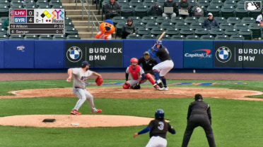 Hayden Senger singles on a sharp line drive to right fielder Bryan De La Cruz. Ji Hwan Bae scores. Cristian Pache to 2nd.