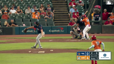 Juan Brito singles on a sharp line drive to left fielder Justice Bigbie. Edwin Arroyo scores.