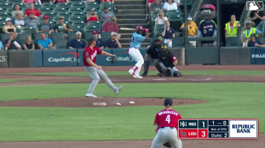 Héctor Rodríguez homers (25) on a fly ball to right center field.