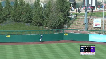 Bradley Zimmer makes a leaping catch in center