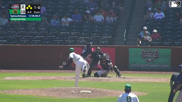 Yophery Rodriguez out on a sacrifice fly to right fielder Camden Janik. Mason White scores.