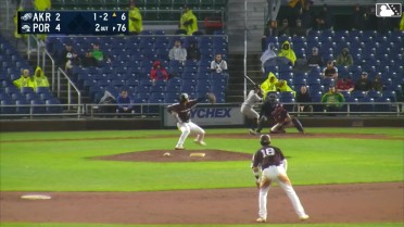 Chih-Jung Liu records his ninth and final strikeout