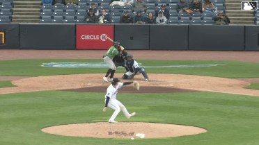 Victor Acosta triples (1) on a sharp line drive to center fielder Jackson Strong.