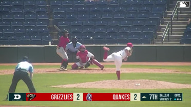 Clayton Gray doubles (8) on a sharp line drive to center fielder Hayden Alvarez. Matt Klein scores.