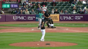 Aron Estrada homers (7) on a fly ball to right field.
