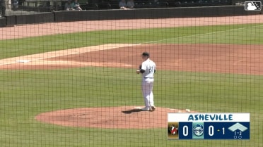John Gil homers (5) on a fly ball to center field.