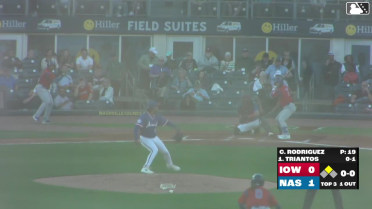 James Triantos doubles (8) on a line drive to left fielder Greg Jones. Justin Dean scores.
