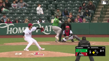 Ryan McCrystal out on a sacrifice fly to center fielder Charles Davalan. Kien Vu scores.