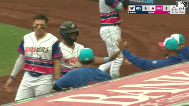 Manuel Pena singles on a ground ball to center fielder Garrett Spain. Junior Franco scores.