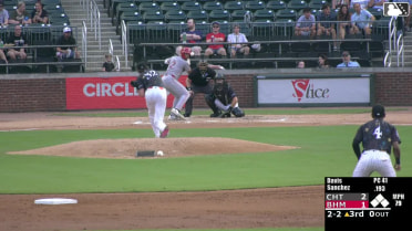 Carlos Sanchez homers (3) on a fly ball to right field.