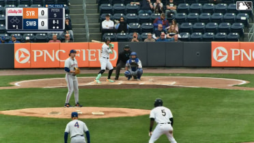 Oswaldo Cabrera singles on a sharp line drive to right fielder Cristian Pache. Marco Luciano scores.