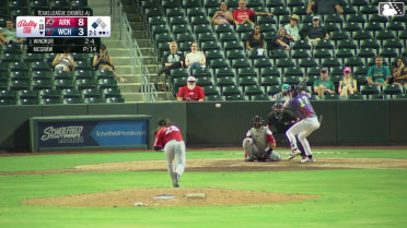 Brandon Winokur singles on a ground ball to center fielder Jonny Farmelo. Luis Hernandez scores.