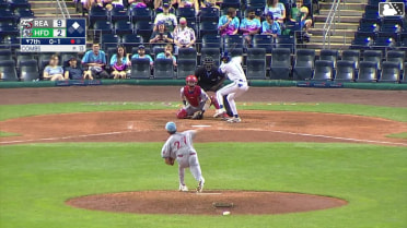 Dyan Jorge singles on a line drive to center fielder Pedro León. Braylen Wimmer scores.
