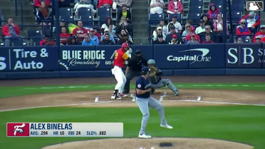 Alex Binelas singles on a ground ball to right fielder Garrett Martin. Bryan Rincon scores.