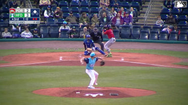 Miguel Bleis singles on a line drive to center fielder Conner Capel. Nate Baez scores.