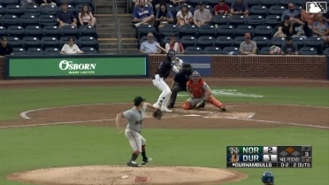 Jake Fraley singles on a ground ball to center fielder Enrique Bradfield Jr. Victor Mesa Jr. scores.