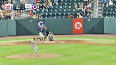 Leandro Pineda homers (1) on a line drive to right field.