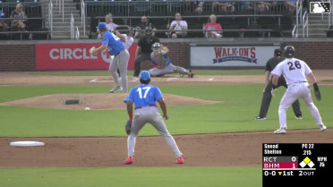 Colby Shelton singles on a ground ball to right fielder Eddie Micheletti Jr. Alec Briley scores.