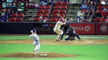 Tanner Thach doubles (10) on a ground ball to right fielder Cesar Quintas. Wilder Dalis scores.