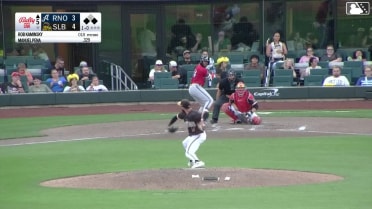 Manuel Pena out on a sacrifice fly to right fielder Bryce Teodosio. Pavin Smith scores.