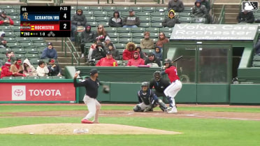 Zack Short homers (1) on a fly ball to left field.