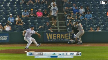 Aaron Sabato doubles (24) on a sharp line drive to left fielder Gavin Cross. Matt Wallner scores.