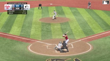 Dixon Williams doubles (4) on a line drive to right fielder Yohairo Cuevas, deflected by first baseman Trace Willhoite. John Gil scores.