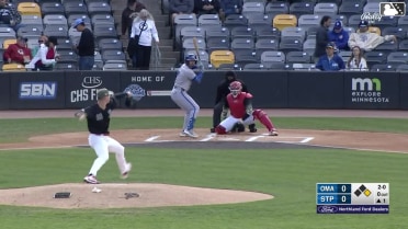 John Rave doubles (10) on a sharp line drive to center fielder Ben Ross. Josh Rojas scores.