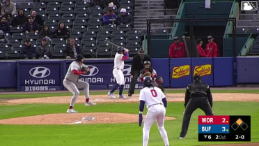 Carlos Mendoza homers (1) on a fly ball to center field. Charles McAdoo scores.